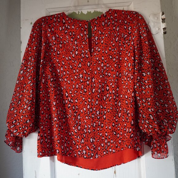 NWT Sanctuary Red Leopard Print Blouse - Picture 4 of 12